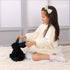 Apricot Lamb Toys Plush Bunny Rabbit, Stuffed Animal with Fluffy Soft Ears (Black, Small-8")