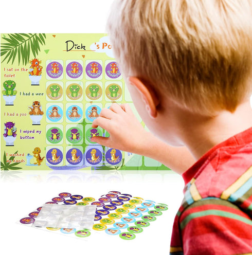 90 GWHOLE Dinosaur Potty Training Chart for Toddlers Boys Toilet Training Reward Potty Stickers Chart with Cute