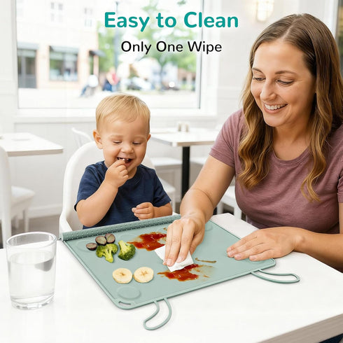 Silicone Placemat for Toddler Eating: Wipe Clean & Roll Up in The Diaper Bag - Table Mat