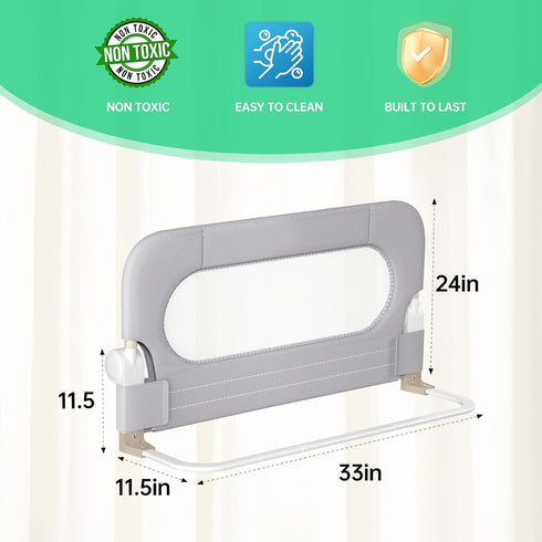 Folding Toddler Bed Rails for Crib, Safety Toddler Bed Guard Rail with Reinforced Anchor Safety System