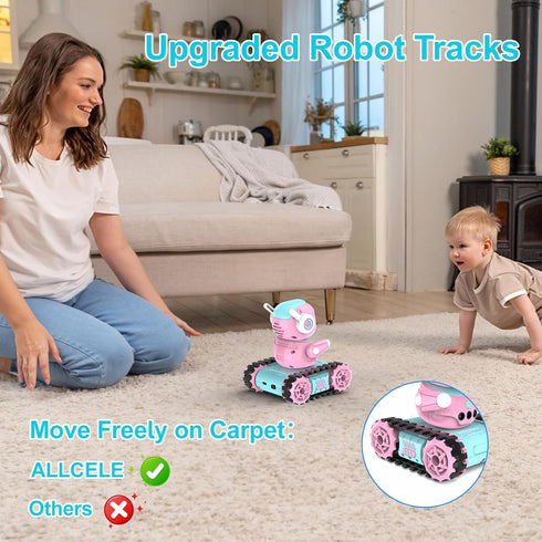 Programming, 3-8 ALLCELE LED RC Robot Toys for Girls with Music, Demo and LED Function, Remote Control Robot Toy, Gift