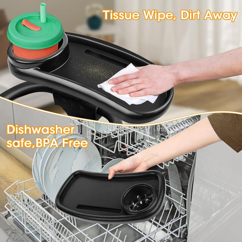 D BABE D-BABE Universal Snack Tray for Stroller: BPA-Free Baby Cup Holder Food Tray - Stays in Place Stroller Caddy