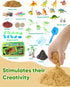 sikmcle Set 3-6+ Dinosaur Sensory Bin Toy for Toddlers and Play Sand for Kids Include Glow in The Dark Dinosaur Ages