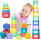 Stacking Cups Toys for Toddlers, Soft Blocks Teething Toy for Babies, Montessori Educational Bath Fun