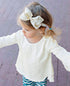 RuffleButts Ivory Bow Headband for Girls - One Size