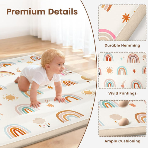 omedecal 50"50" 1.2" Tummy Baby Play Mat for Floor & Playpen, Thick High-density Foam Nursery Mat for Time, Soft Plush