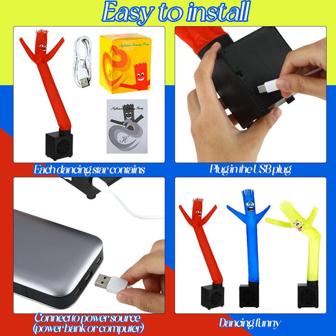 Poen 3 Pcs Mini Inflatable Tube Man Wacky Waving Inflatable Tube Guy Desktop Mini Air Dancer Toys for Kids Birthday