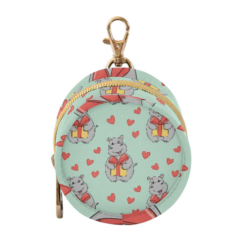PYBUG Hippos Round Pacifier Storage Case, Polyester & TPU Lined with Hook Buckle,