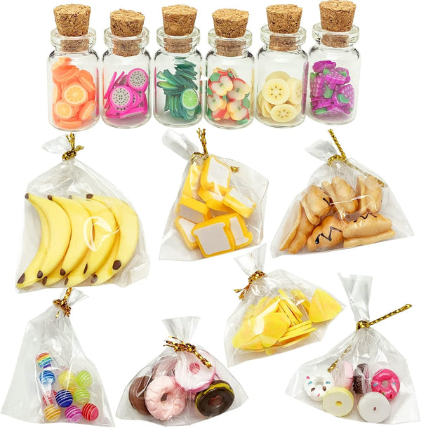 13 Packs Cute 1:12 Miniature Dollhouse Food, Lollipop, Toast, Cheese, and Donut Accessories