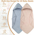 ZOLLEFY 2 Pack 32x32 Inches Baby Hooded Bath Towel Muslin Cotton Brown and Misty Blue Neutral Style Elegant Colors