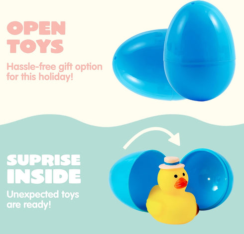 12 JOYIN Pcs Filled Easter Eggs with Rubber Duck, Eggs Hunt, Basket Stuffers Filler for Kids Party Favor, Classroom