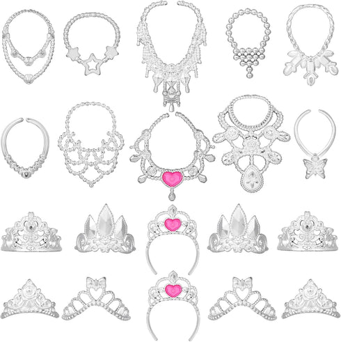 Sumind Doll Accessories Jewelry Set 20 Pieces, Doll Necklace Crown Play Set, Includes 10 Necklaces & 10 Crowns for 11.5