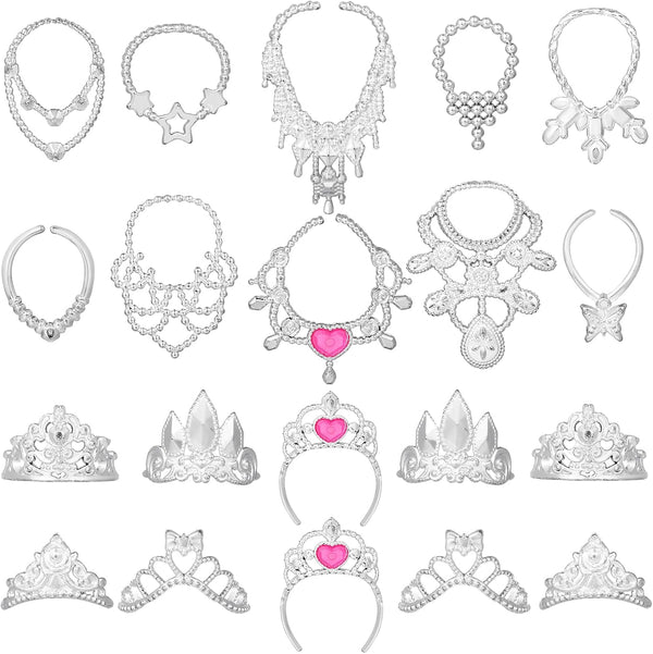Sumind Doll Accessories Jewelry Set 20 Pieces, Doll Necklace Crown Play Set, Includes 10 Necklaces & 10 Crowns for 11.5