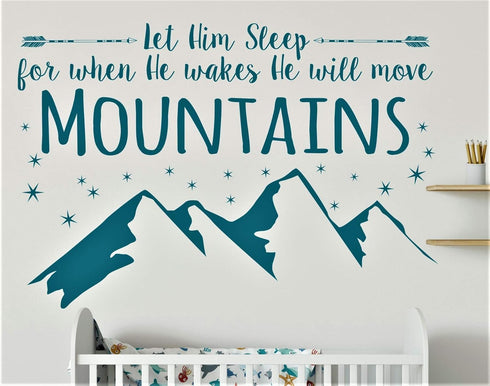 Let Him Sleep for When He Wakes, Baby Boy Nursery Decal, 22x32 Inches Peel and Stick Wall Decal
