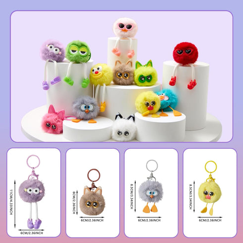12 8-12 Backpack PCs Kids Keychains - Keychain Cute for Birthday Goodie Bags Stuffers Party Favors for Kids Fuzzy