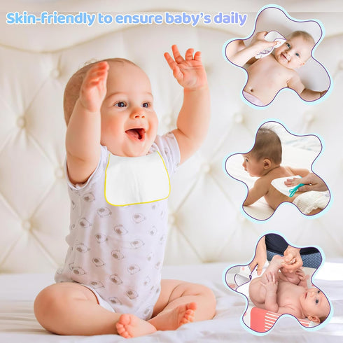 54 Packs Flannel Reusable Baby Wipes Cloth Wipes with Black Upgraded Wipes Dispenser, Soft & Natural Skin Friendly
