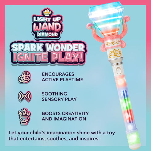 IPIDIPI TOYS Light Up Spinning Diamond Wand - Rotating Magic Princess Toy for Kids, Party Favors, Gift Set, Birthday