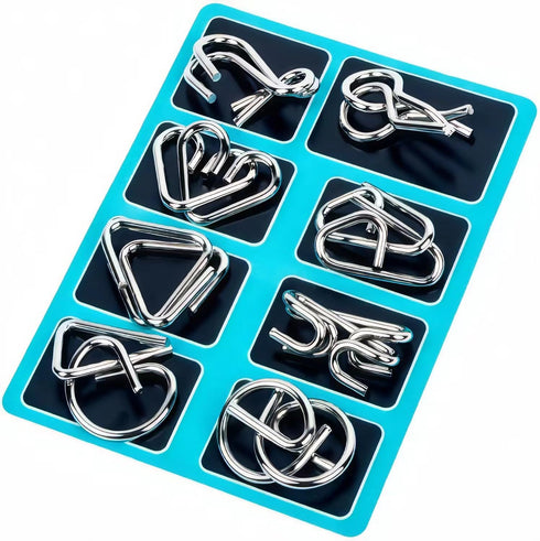 GEKELI Set 24 Metal Wire Puzzle of with Pouch,Brain Teaser IQ Test Disentanglemen Iron Link Unlock Interlock Game