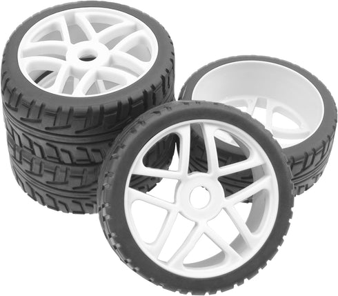 ShareGoo OD 4.09" Rubber 1/8 RC Buggy Tires and 17mm Hex Wheels Rim Compatible with Arrma Typhon Kyosho Losi VRX Redcat