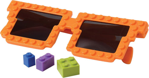Block Mania Building Block Glasses with Extra Bricks - Fun Carnival Supplies