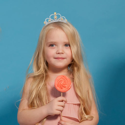 Lovelyshop Colorful Gems Silver Rhinestone Tiara for Kids, Birthday Princess Crown