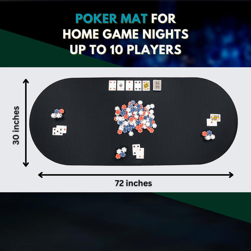 72 30 Inches, 10 Poker Table Mat x Poker Table Top with Storage Bag, Portable Rubber Backed Fits Up to Players