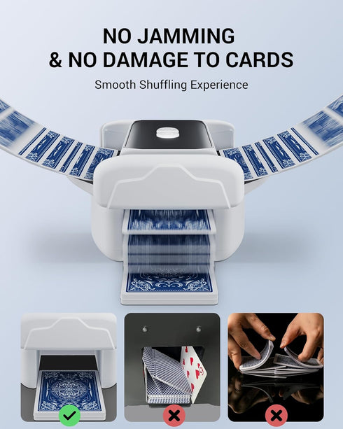 XISZMOG 1-2 10 Rechargeable Automatic Card Shuffler for Decks, Low Noise & Portable Electric Shuffling Machine