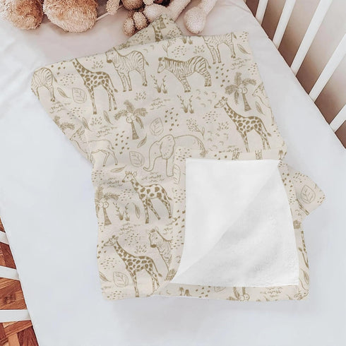 Selgkds 60x80inch Cute Animals Safari Baby Blankets for Girls Boys Boho Giraffe Zebra Elephant Trees Leaves Swaddle
