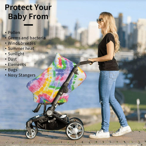 Schgap Tie Dye Car Seat Covers for Baby, Soft Stroller Cover Nursing Cover Breastfeeding Baby Carrier Covers