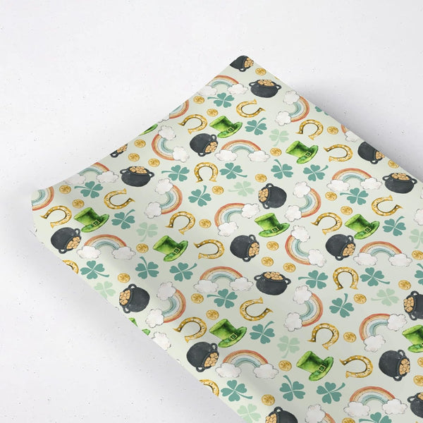 KuphiL10C St Patricks Day Leaves Rainbow Irish Hats Pattern Baby Changing Pad Cover,Unisex