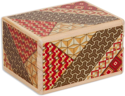Bits and Pieces Detailed Mosaic Secret Puzzle Box, 7 Step Solution Wooden Money Box Brainteaser Game