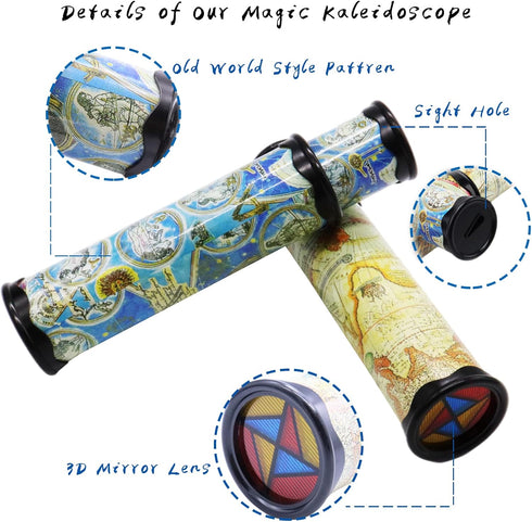 2 Pack Classic Kaleidoscope Toy, Magic Rotating Kaleidoscope, Educational Gift for Children