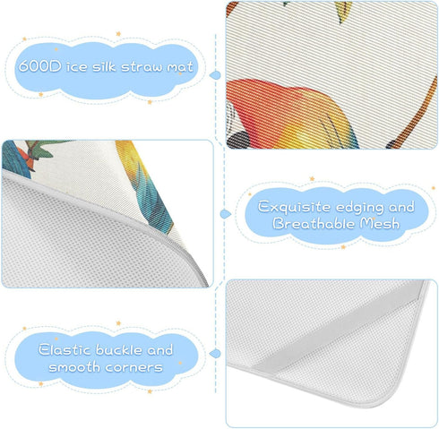 SyXIOP 28" 52" Cartoon Funny Macaw Neutral Cooling Baby Waterproof Crib Mattress Cover x Absorbent Bed Pads Disposable