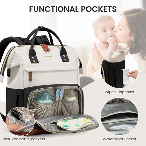 Backpack, Backpack Mommy LOVEVOOK Diaper Bag Baby Bag with Changing Station, Large Diaper for Mom Dads, Waterproof Bag