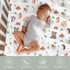 ZoUbqchY 52x28In 2 Pack Camping Animals Baby Crib Sheets for Boy Girl Bear Deer Raccoon Squirrel Bunny Hedgehog Owl