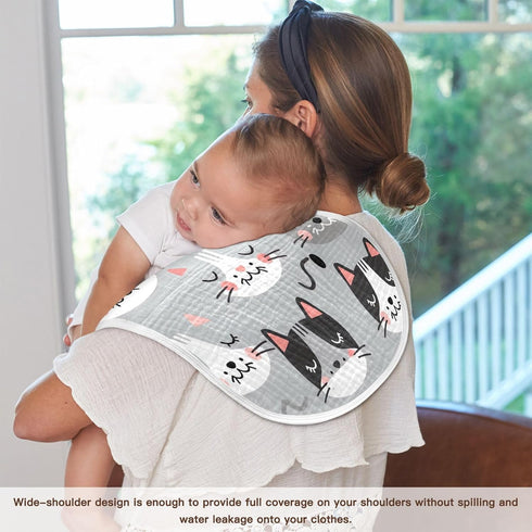 YETTASBIN Cute Cat Muslin Baby Burp Cloth, Super Soft Absorbent Cotton Burp Rag Baby Bibs Feeding Cloth for Newborn