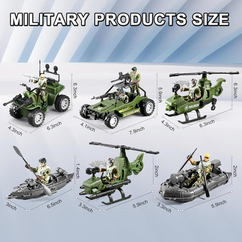 JASSKKBO 87-in-1 Sets 4-7 8-12 Army Men Toys for Boys , Military Base/Truck/Helicopter/Kayak Boat/Motorcycle/Army Men