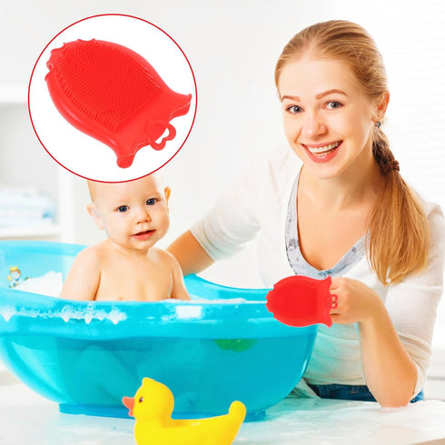 FRCOLOR Baby Head Scrubber Soft Silicone Baby Bath Scalp Brush Massage Flower Shape Cap Essential for Dry Brush Skin