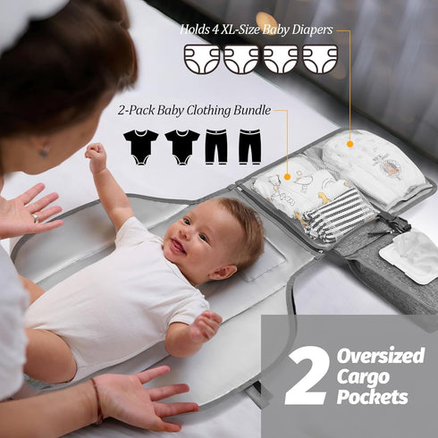 PZU Portable Diaper Changing Pad - Changing Pad Portable with Wipes Pocket, Waterproof Diaper Changing Mat, Portable