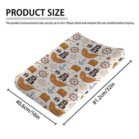 Sea Ocean Changing Pad Cover - Pirates Ship Compass Anchor Fitted Baby Changing Table Sheets 32''x16''