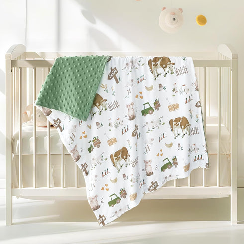 30 40 Inch (75 100 cm) HOMRITAR Baby Blanket for Boys Girls Soft Plush Minky Toddler Blanket with Double Layer Dotted