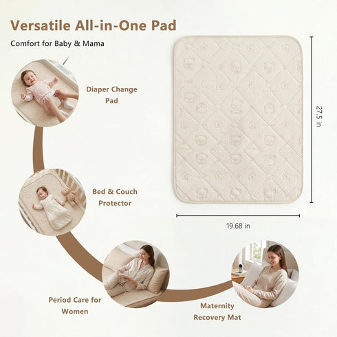 BASILKIT 27 20 inches Cotton Baby Diaper Changing Mat - Waterproof & Portable Diaper Changing Pad for Baby Travel