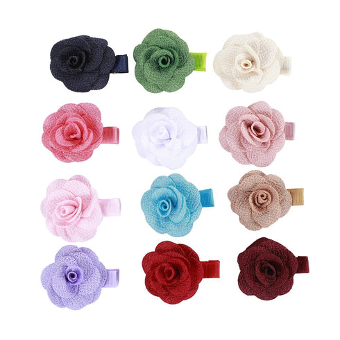 inSowni 12 Pack Flower Alligator Hair Clips Barrettes Fully Lined for Infants Baby Girls Toddlers Kids