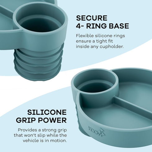 1 Pack Hoovy Silicone Cup Holder Tray for Car Seat, Booster Seat, Stroller - Carseat Snack Trays for Kids Travel - Cup