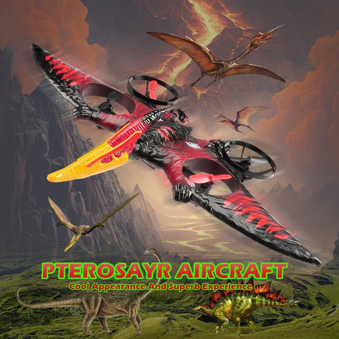 2.4G 6-Axis 360 Dinosaur Remote Control Drone, EPP Foam RC Pterodactyl Hobby RC Airplanes with Gyro, One Key Takeoff