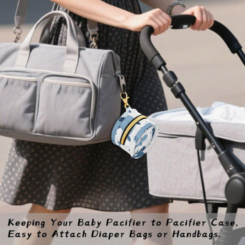 YETTASBIN Whale Portable Pacifier Holder Case with Metal Hook Buckle & Zipper for Diaper Bag and Stroller, Versatile