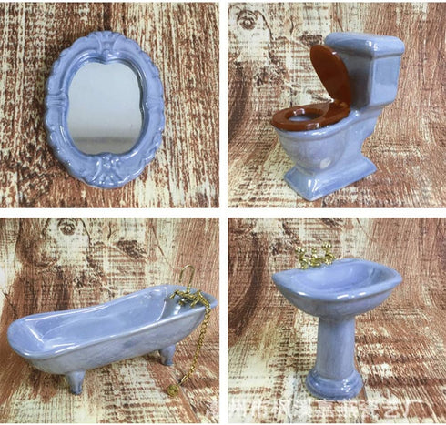 BESTLEE Set 4PCS-1:12 Dollhouse Furniture Miniature Bathroom Purple Bathroom Accessories Scale (Violet)