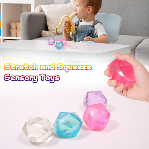 FauKait 4pcs 1.8inch (4pcs) Mini Small Masonry Ice Squishy Stress Balls-Polyhedron Diamond Sugar Balls Slow Rise-Fidget
