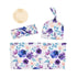Newborn Floral Print Blanket Baby Stretch Wrap Swaddle Receiving Blanket with Matching Headband and Beanie (Purple