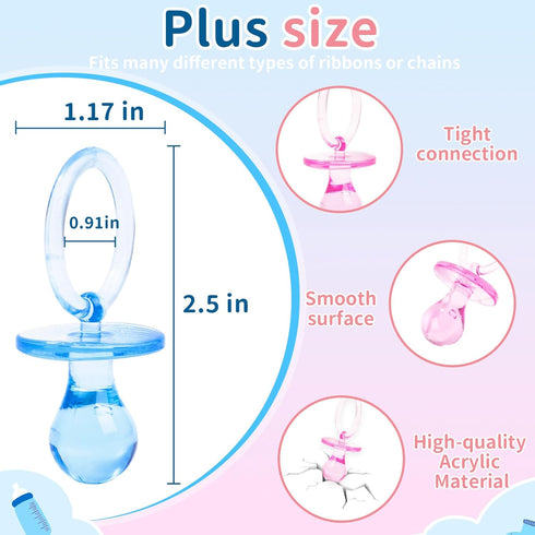 36 2.5'' Pieces Acrylic Pacifiers for Baby Shower Games Boy Girl, Baby Shower Pacifiers, Bulk Pacifier for Hunt Games
